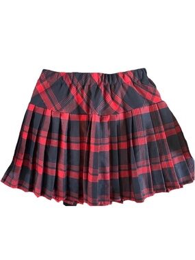 Red and Navy Plaid Pleated Mini Skirt size large